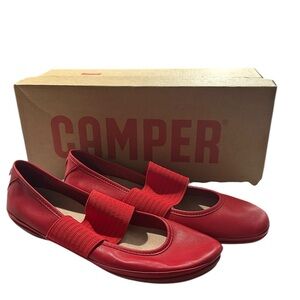 Camper Right Nina ballerina shoes red leather comfort moccasins sz 8